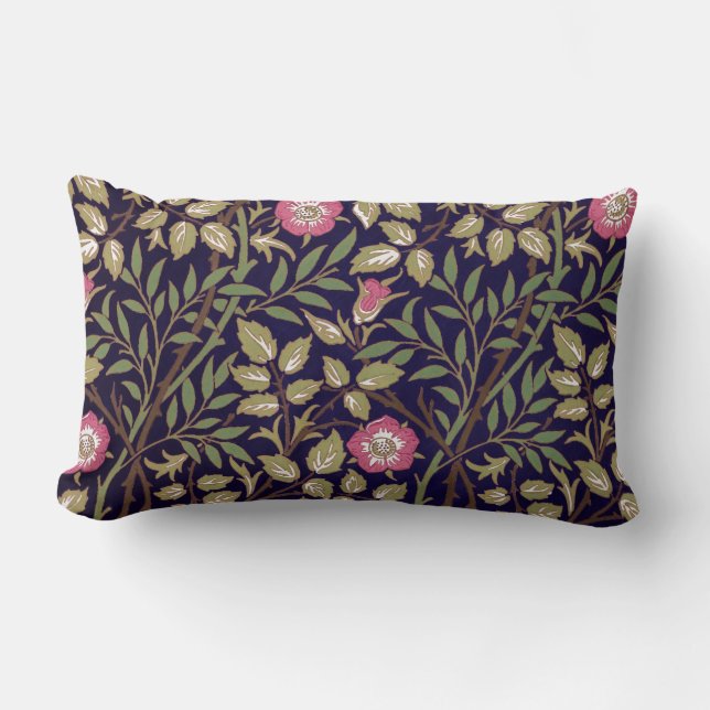 William Morris Sweet Briar Floral Art Nouveau Lumbar Cushion (Front)