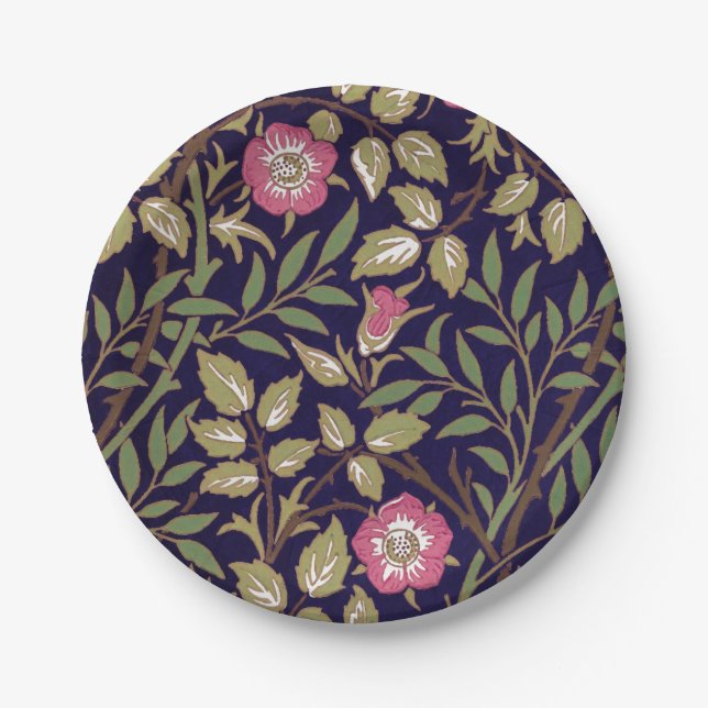 William Morris Sweet Briar Floral Art Nouveau Paper Plate (Front)