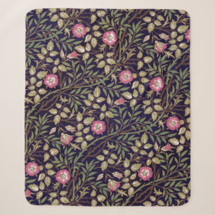 William Morris Sweet Briar Floral Art Nouveau Sherpa Blanket