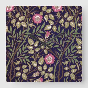 William Morris Sweet Briar Floral Art Nouveau Square Wall Clock