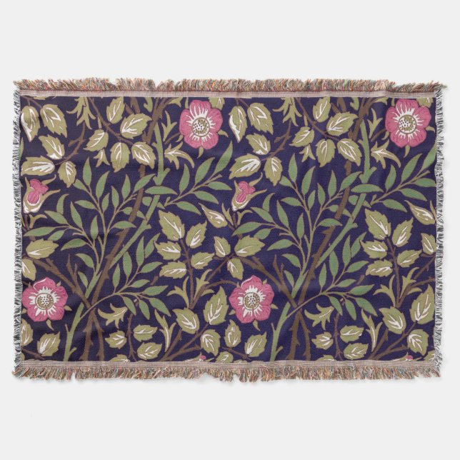 William Morris Sweet Briar Floral Art Nouveau Throw Blanket (Front)