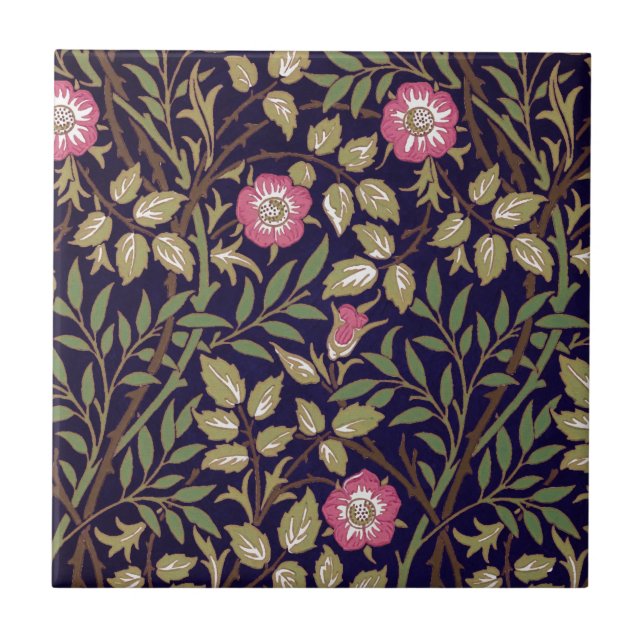 William Morris Sweet Briar Floral Art Nouveau Tile (Front)