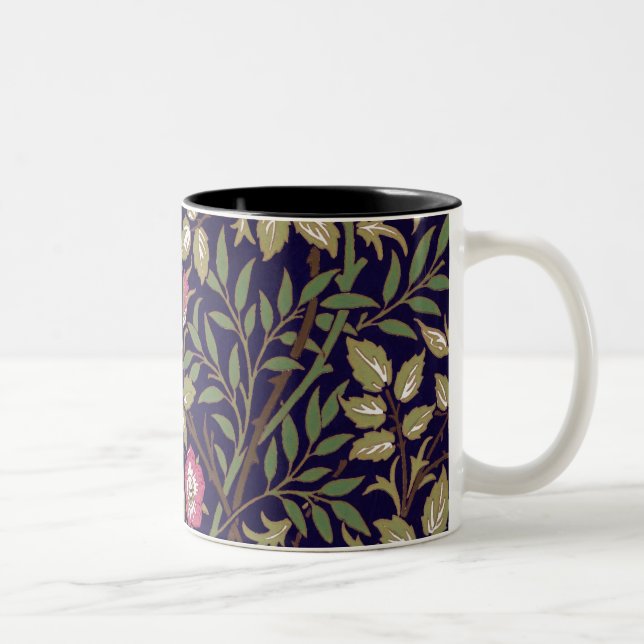 William Morris Sweet Briar Floral Art Nouveau Two-Tone Coffee Mug (Right)