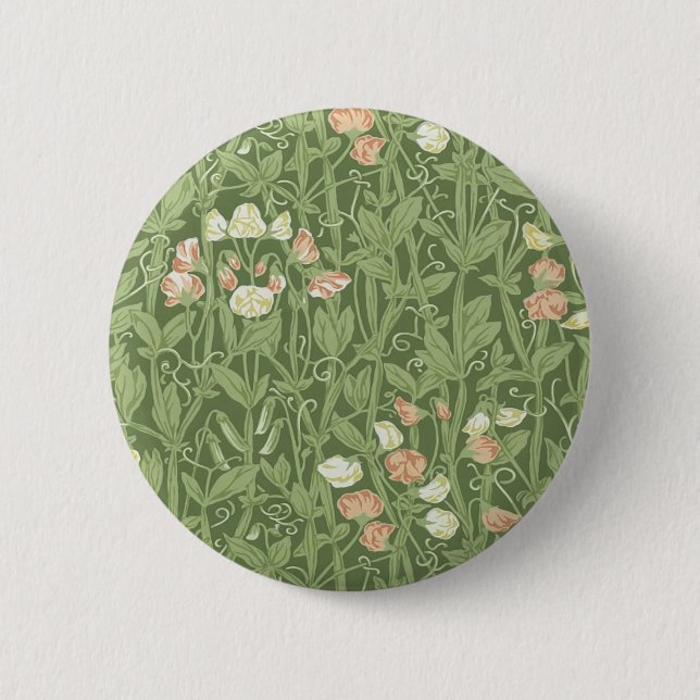 William Morris Sweet Pea Floral Design 6 Cm Round Badge (Front)