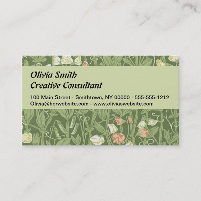 William Morris Sweet Pea Floral Design Business Card (Front)