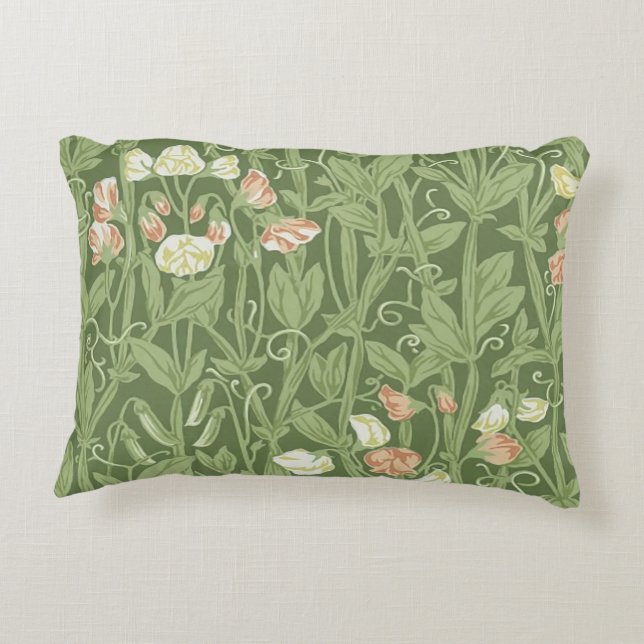 William Morris Sweet Pea Floral Design Decorative Cushion (Back)