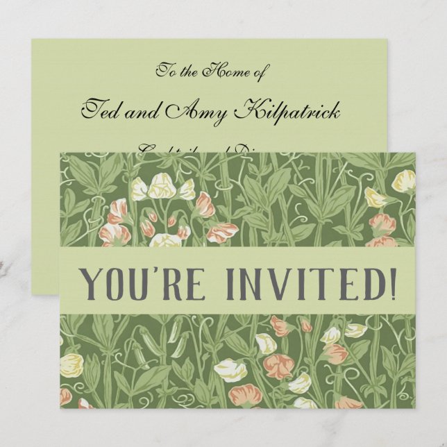William Morris Sweet Pea Floral Design Invitation (Front/Back)