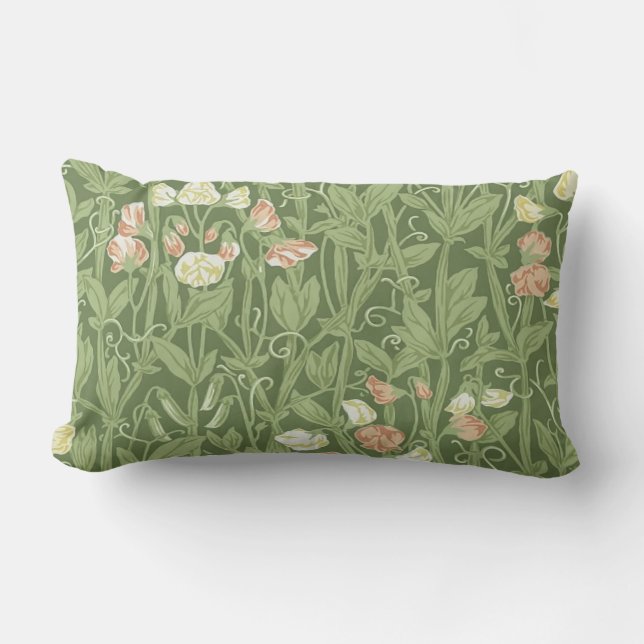 William Morris Sweet Pea Floral Design Lumbar Cushion (Front)