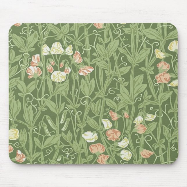 William Morris Sweet Pea Floral Design Mouse Mat (Front)