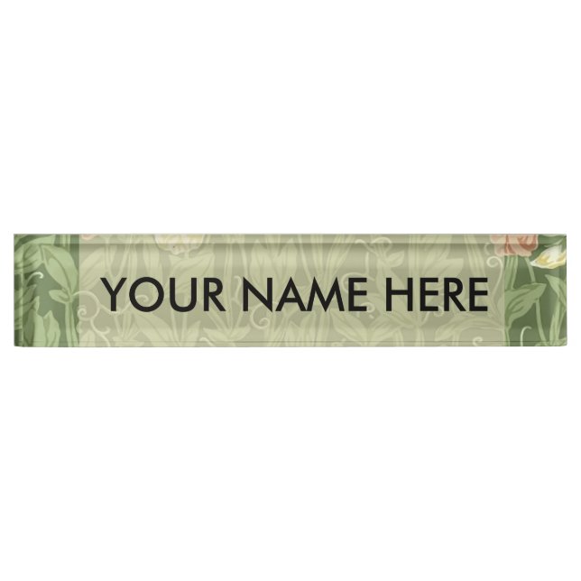 William Morris Sweet Pea Floral Design Nameplate (Front)