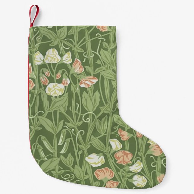 William Morris Sweet Pea Floral Design Small Christmas Stocking (Front)