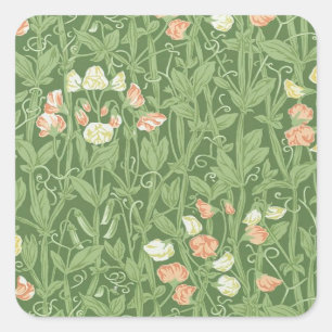 William Morris Sweet Pea Floral Design Square Sticker