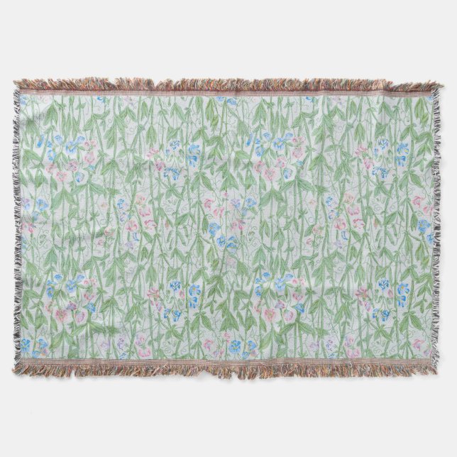 William Morris Sweet Pea Floral Pattern Classic Throw Blanket (Front)