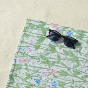 William Morris Sweet Pea Pastel Floral Art Beach Towel