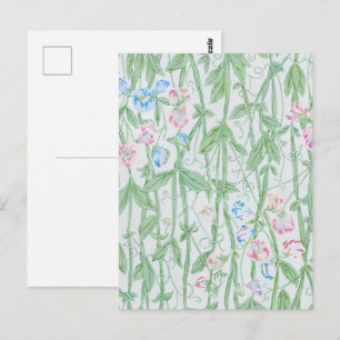 William Morris Sweet Pea Pastel Floral Art Postcard