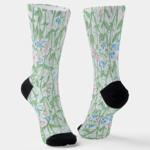 William Morris Sweet Pea Pastel Floral Art Socks