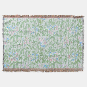 William Morris Sweet Pea Pastel Floral Art Throw Blanket