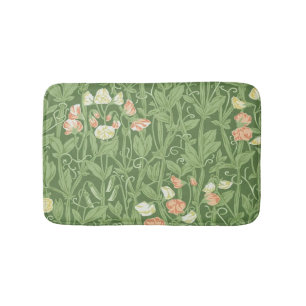 William Morris Sweet Pea Pattern Vintage Botanical Bath Mat