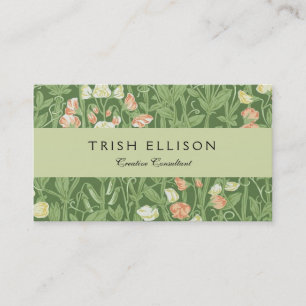 William Morris Sweet Pea Pattern Vintage Botanical Business Card