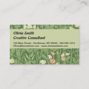William Morris Sweet Pea Pattern Vintage Botanical Business Card