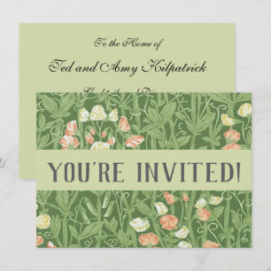 William Morris Sweet Pea Pattern Vintage Botanical Invitation