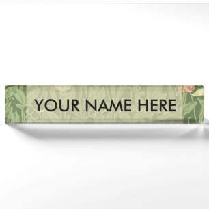 William Morris Sweet Pea Pattern Vintage Botanical Nameplate