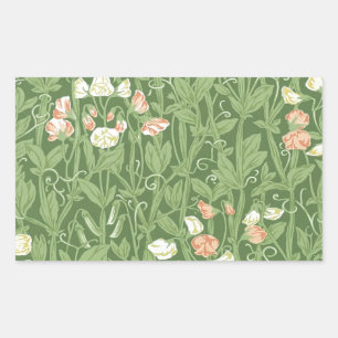 William Morris Sweet Pea Pattern Vintage Botanical Rectangular Sticker