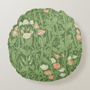 William Morris Sweet Pea Pattern Vintage Botanical Round Cushion