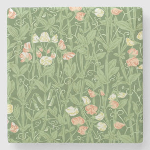 William Morris Sweet Pea Pattern Vintage Botanical Stone Coaster