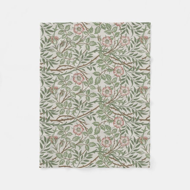 William Morris Sweetbriar Floral Art Nouveau Fleece Blanket (Front)