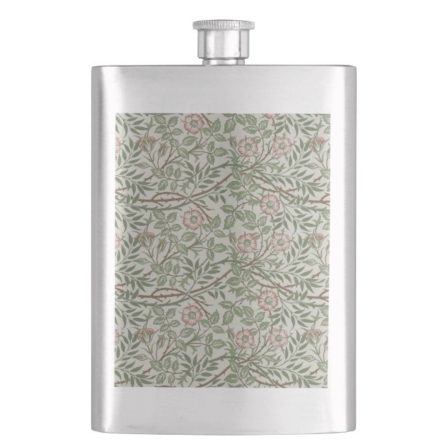 William Morris Sweetbriar Floral Art Nouveau Hip Flask (Front)