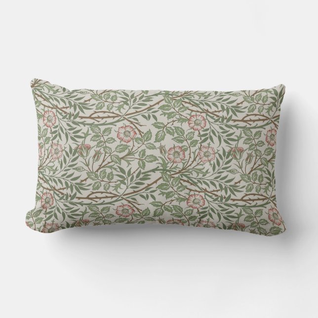 William Morris Sweetbriar Floral Art Nouveau Lumbar Cushion (Front)
