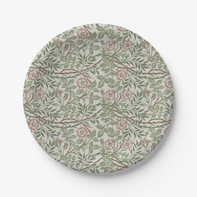 William Morris Sweetbriar Floral Art Nouveau Paper Plate (Front)