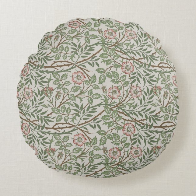William Morris Sweetbriar Floral Art Nouveau Round Cushion (Front)