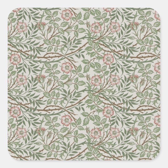 William Morris Sweetbriar Floral Art Nouveau Square Sticker (Front)