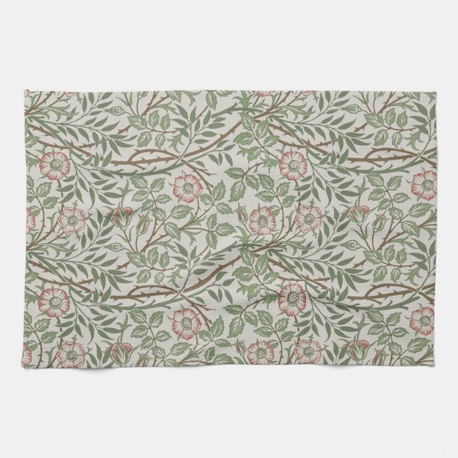 William Morris Sweetbriar Floral Art Nouveau Tea Towel (Horizontal)