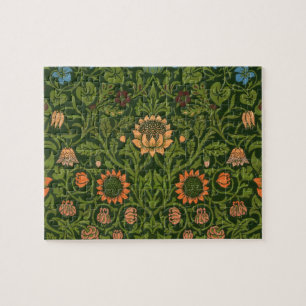 William Morris Tapestry Rug Red Green Carpet Asian Jigsaw Puzzle