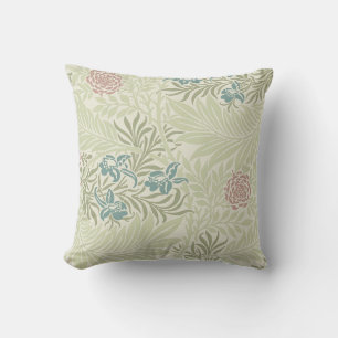 William Morris Teal Blue & Pink Larkspur Pattern Cushion