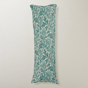 William Morris Teal Blue Thistle Vintage Wallpaper Body Cushion