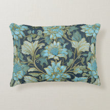 William Morris Teal Flowers