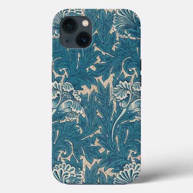 William Morris Teal Tulip Pattern Case-Mate iPhone Case (Back)