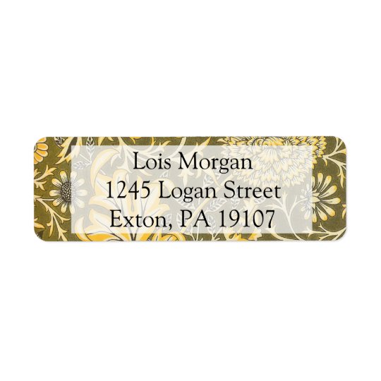 William Morris The Cherwell Design For Velveteen Return Address Label
