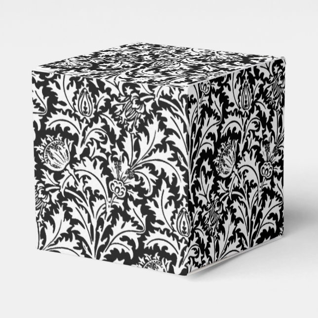 William Morris Thistle Damask, Black and White Favour Box (Front Side)