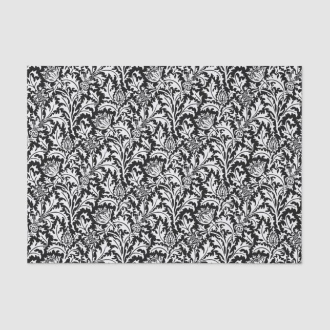 William Morris Thistle Damask, Black and White Tissue Paper (Front)