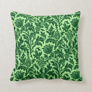 William Morris Thistle Damask, Emerald Green Cushion