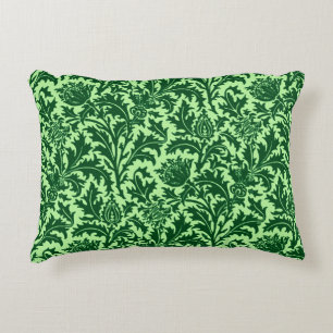 William Morris Thistle Damask, Emerald Green Decorative Cushion
