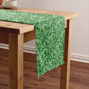 William Morris Thistle Damask, Emerald Green Short Table Runner