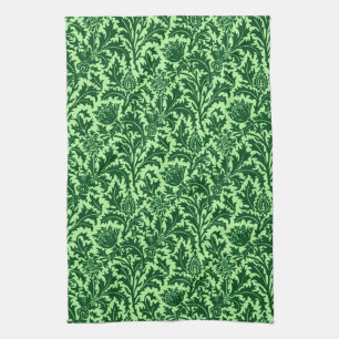 William Morris Thistle Damask, Emerald Green Tea Towel