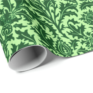 William Morris Thistle Damask, Emerald Green Wrapping Paper