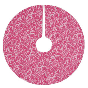 William Morris Thistle Damask, Fuchsia Pink Brushed Polyester Tree Skirt